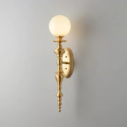 Wall Lamp Sculpted Brass Body Globe Shade Classic Elegant Statement