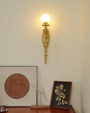 Wall Lamp Sculpted Brass Body Globe Shade Classic Elegant Statement