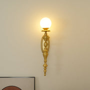 Wall Lamp Sculpted Brass Body Globe Shade Classic Elegant Statement