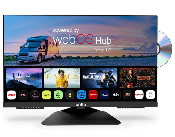 22″ Smart WebOS 12-Volt TV with DVD & Perfect Pitch Sound (EU)