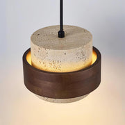 Wall Lamp Travertine and Walnut Accent Modern Minimalist