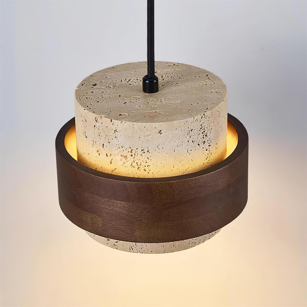 Wall Lamp Travertine and Walnut Accent Modern Minimalist