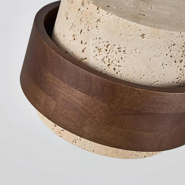 Wall Lamp Travertine and Walnut Accent Modern Minimalist