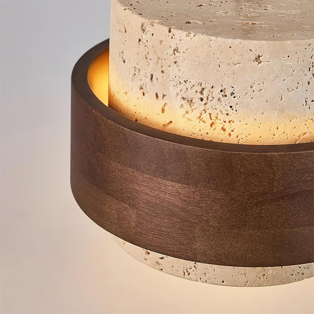 Wall Lamp Travertine and Walnut Accent Modern Minimalist