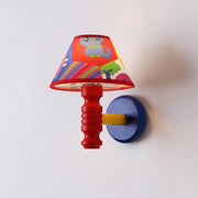 Wall Lamp with Cartoon Fabric Shade and Metal Arm Kids Room