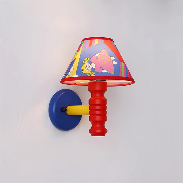 Wall Lamp with Cartoon Fabric Shade and Metal Arm Kids Room