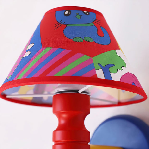 Wall Lamp with Cartoon Fabric Shade and Metal Arm Kids Room