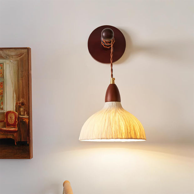 Wall Lamp Rice Paper Shade Wood Arm