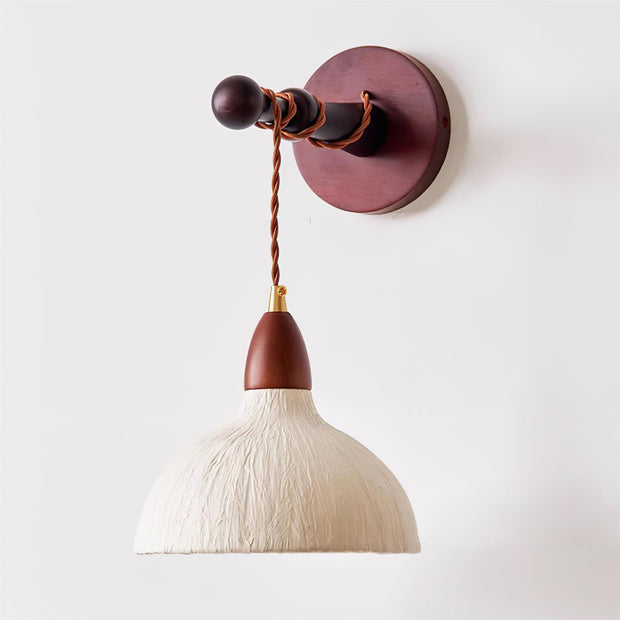 Wall Lamp Rice Paper Shade Wood Arm