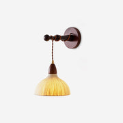 Wall Lamp Rice Paper Shade Wood Arm