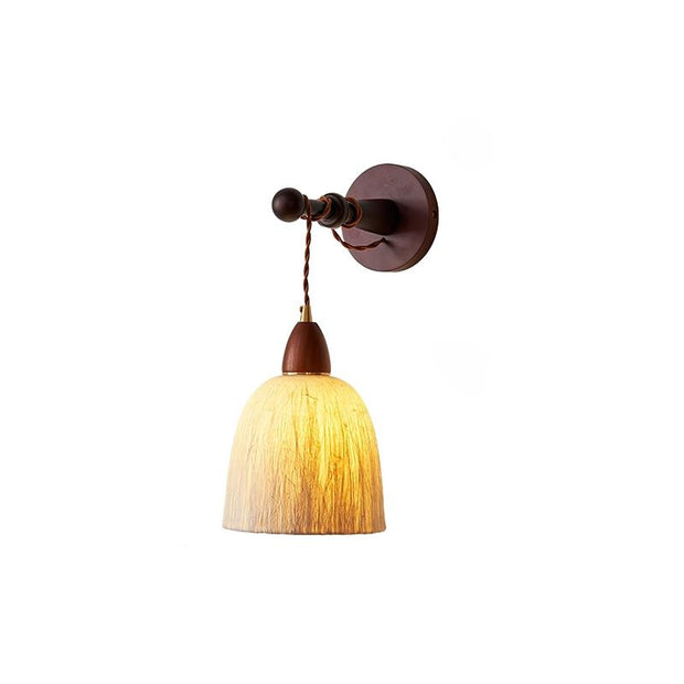 Wall Lamp Rice Paper Shade Wood Arm