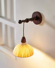 Wall Lamp Rice Paper Shade Wood Arm
