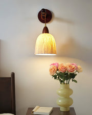 Wall Lamp Rice Paper Shade Wood Arm