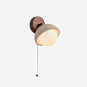 Wall Lamp Travertine and Wood Minimalist Soft Glow Modern Accent