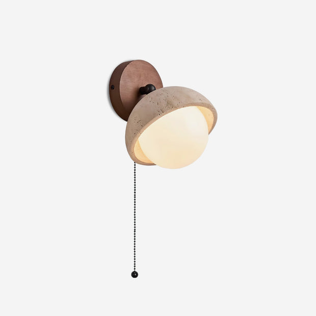 Wall Lamp Travertine and Wood Minimalist Soft Glow Modern Accent