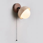 Wall Lamp Travertine and Wood Minimalist Soft Glow Modern Accent