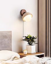 Wall Lamp Travertine and Wood Minimalist Soft Glow Modern Accent