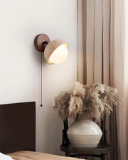 Wall Lamp Travertine and Wood Minimalist Soft Glow Modern Accent