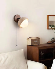 Wall Lamp Travertine and Wood Minimalist Soft Glow Modern Accent