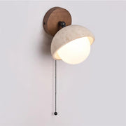 Wall Lamp Travertine and Wood Minimalist Soft Glow Modern Accent