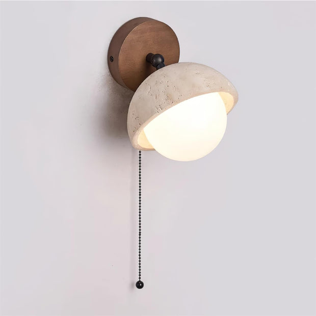 Wall Lamp Travertine and Wood Minimalist Soft Glow Modern Accent