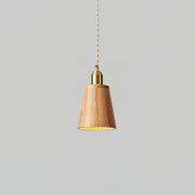 Wood Pendant Lamp Assorted Shapes in Solid Wood and Brass