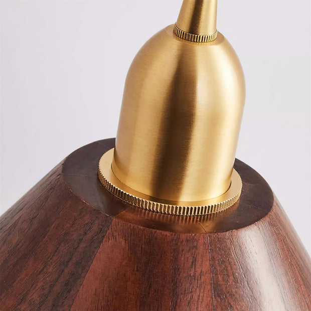 Wood Pendant Lamp Assorted Shapes in Solid Wood and Brass