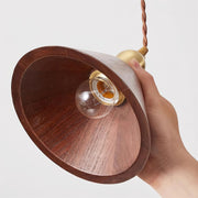 Wood Pendant Lamp Assorted Shapes in Solid Wood and Brass