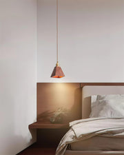 Wood Pendant Lamp Assorted Shapes in Solid Wood and Brass
