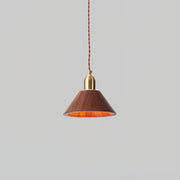Wood Pendant Lamp Assorted Shapes in Solid Wood and Brass