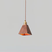 Wood Pendant Lamp Assorted Shapes in Solid Wood and Brass