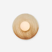 Wall Lamp Textured Ceramic Disc Wood Accent Modern Entryways