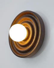 Wall Lamp Ripple with Ash Wood Body and Glass Globe Shade