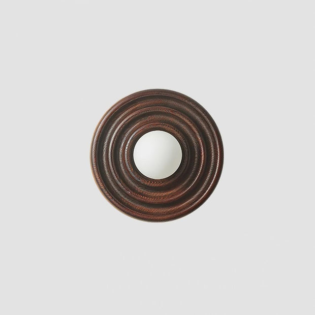Wall Lamp Ripple with Ash Wood Body and Glass Globe Shade