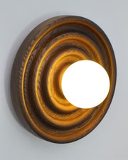 Wall Lamp Ripple with Ash Wood Body and Glass Globe Shade