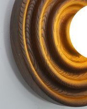 Wall Lamp Ripple with Ash Wood Body and Glass Globe Shade