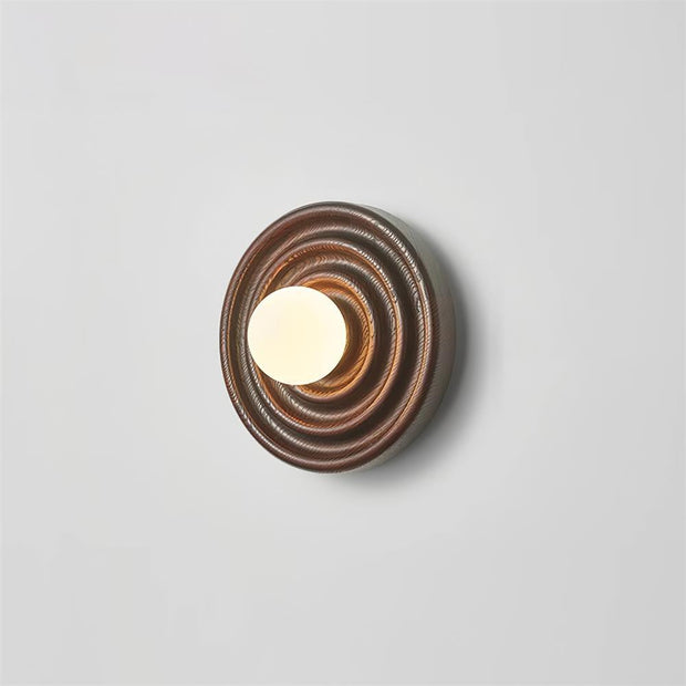Wall Lamp Ripple with Ash Wood Body and Glass Globe Shade
