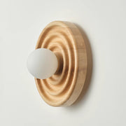Wall Lamp Ripple with Ash Wood Body and Glass Globe Shade