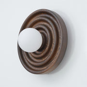 Wall Lamp Ripple with Ash Wood Body and Glass Globe Shade