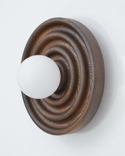 Wall Lamp Ripple with Ash Wood Body and Glass Globe Shade