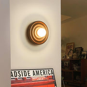 Wall Lamp Ripple with Ash Wood Body and Glass Globe Shade