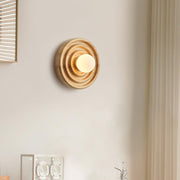 Wall Lamp Ripple with Ash Wood Body and Glass Globe Shade