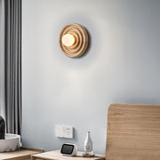 Wall Lamp Ripple with Ash Wood Body and Glass Globe Shade