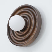 Wall Lamp Ripple with Ash Wood Body and Glass Globe Shade
