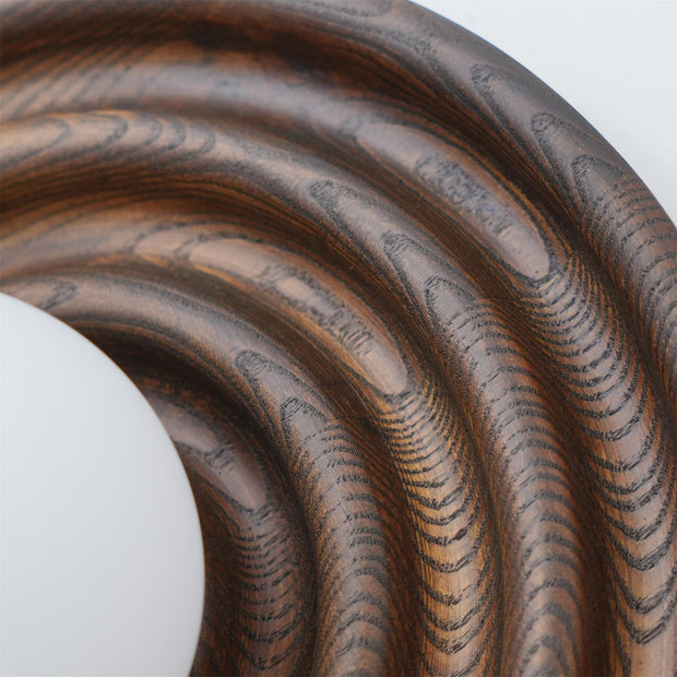 Wall Lamp Ripple with Ash Wood Body and Glass Globe Shade