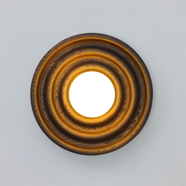 Wall Lamp Ripple with Ash Wood Body and Glass Globe Shade