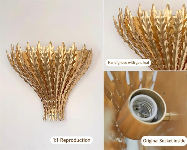 Wall Light Handmade Leaf Motif Metal Body Elegant Sconce