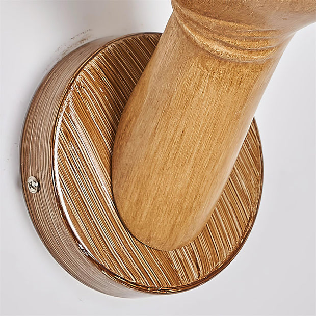 Wall Lamp Polymer Body Hand Shape Globe Shade Wood Grain