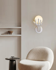 Wall Lamp Polymer Body Hand Shape Globe Shade Wood Grain