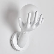 Wall Lamp Polymer Body Hand Shape Globe Shade Wood Grain